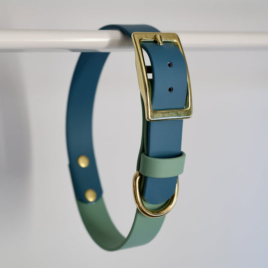 Collier bicolore pour chien personnalisable en BioThane